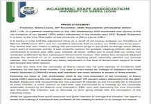 Resumption of Industrial Action by Academic Staff Association – Press Statement