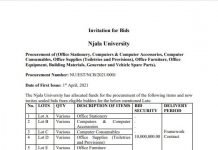Invitation for Bids – Njala University Frame Work Contract - Invitation for Bids
